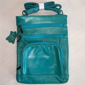 NWOT - Teal Genuine Leather Crossbody
